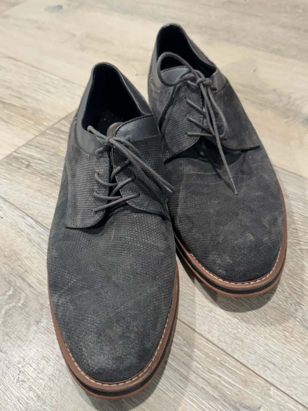 Joseph Abboud Cannon Gray Suede Leather Oxford Derby Dress Shoes Mens 12
